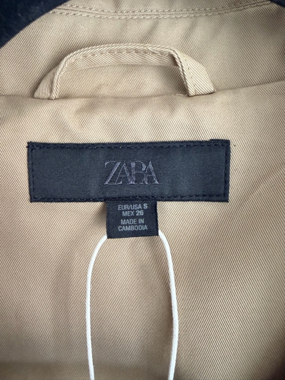 Zara Khaki Double-Breasted Trench Coat with Tie Belt | S - Picture 6 of 7